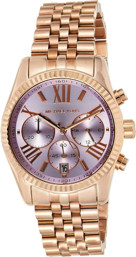 michael kors ladies lexington rose gold watch with blue dial|Amazon.com: Michael Kors Lexington Lux Chronograph Rose .